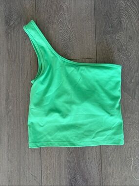 Joe Fresh Bright Green One-Shoulder Crop Top